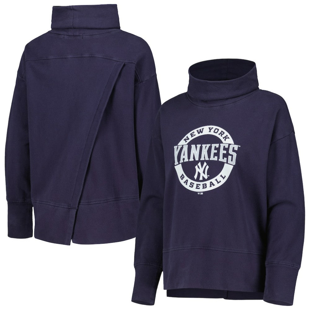 Navy New York Yankees Levelwear Women's Sunset Farm Team Pullover Sweatshirt