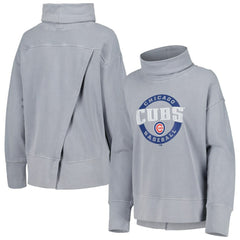 Heather Gray Chicago Cubs Levelwear Women's Sunset Farm Team Pullover Sweatshirt