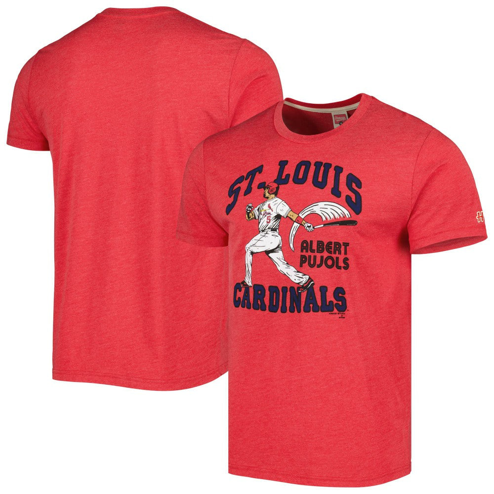 Red Albert Pujols St. Louis Cardinals Homage Illustration Tri-Blend T-Shirt