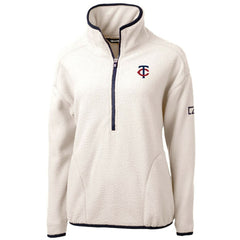 White Minnesota Twins Cutter & Buck Women's Cascade Eco Sherpa Half-Zip Pullover Jacket