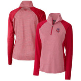Red Minnesota Twins Cutter & Buck Women's DryTec Forge Tonal Stripe Stretch Half-Zip Top