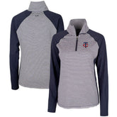 Navy Minnesota Twins Cutter & Buck Women's DryTec Forge Tonal Stripe Stretch Half-Zip Top