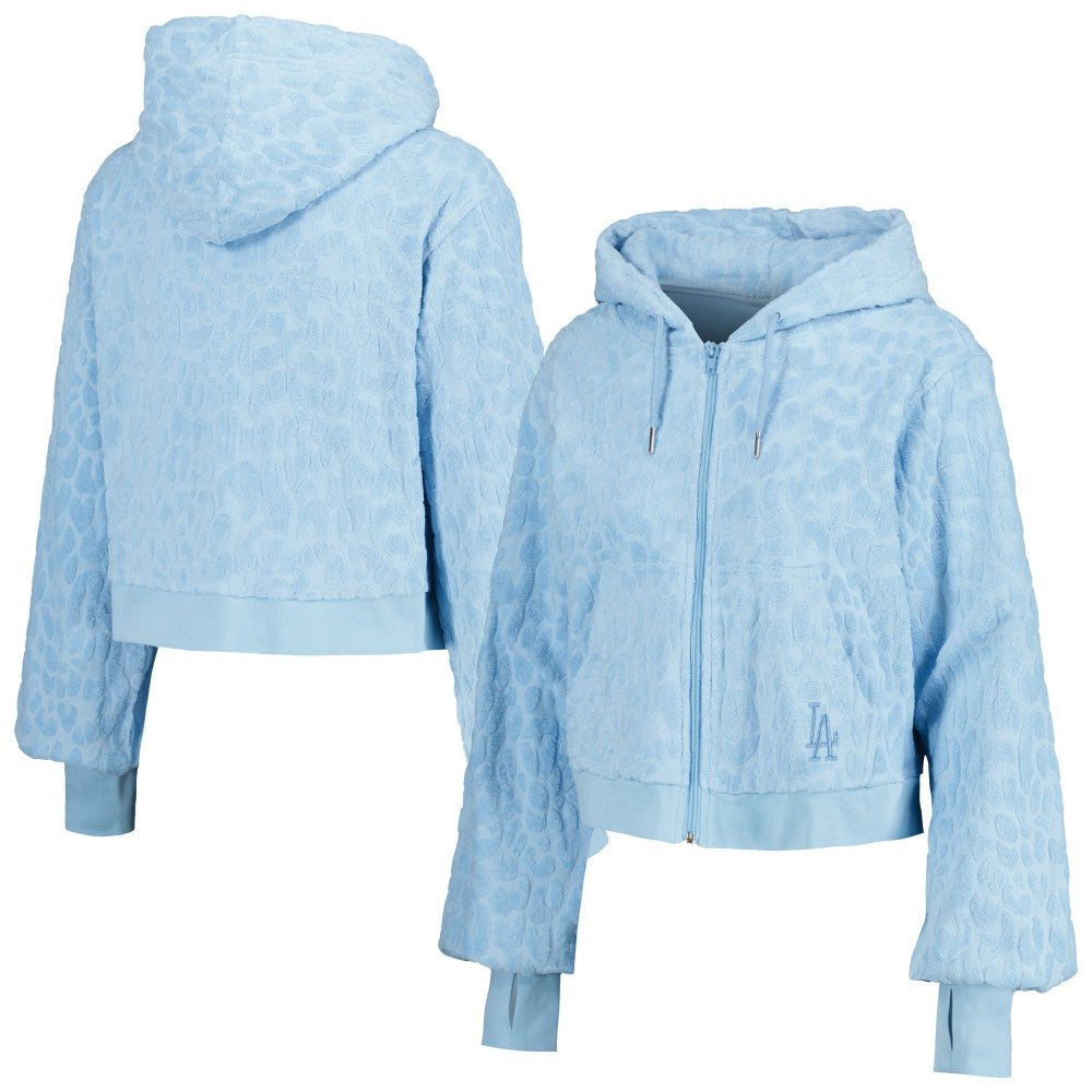 Blue Los Angeles Dodgers Lusso Women's Tabitha Cheetah Terry Full-Zip Sweatshirt