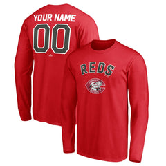 Red Cincinnati Reds Personalized Cooperstown Collection Winning Streak Long Sleeve T-Shirt