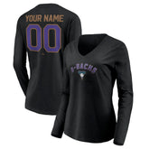 Black Arizona Diamondbacks Women's Cooperstown Collection Personalized Winning Streak Long Sleeve V-Neck T-Shirt