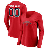 Red St. Louis Cardinals Women's Cooperstown Collection Personalized Winning Streak Long Sleeve V-Neck T-Shirt