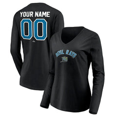 Black Tampa Bay Rays Women's Cooperstown Collection Personalized Winning Streak Long Sleeve V-Neck T-Shirt