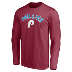 Burgundy Philadelphia Phillies Personalized Cooperstown Collection Alternate Winning Streak Long Sleeve T-Shirt