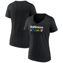 Black Baltimore Orioles Women's City Pride V-Neck T-Shirt