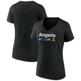Black Los Angeles Angels Women's City Pride V-Neck T-Shirt