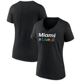 Black Miami Marlins Women's City Pride V-Neck T-Shirt