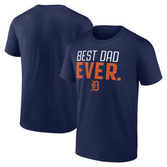 Navy Detroit Tigers Best Dad Ever T-Shirt