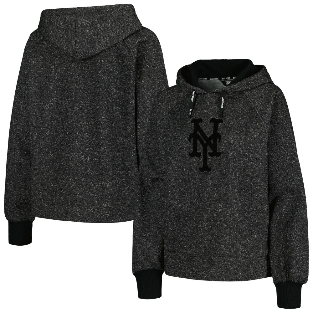 Black New York Mets DKNY Sport Women's Debbie Dolman Raglan Pullover Hoodie