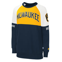 Navy/Gold Milwaukee Brewers Starter Women's Baseline Raglan Pullover Sweatshirt