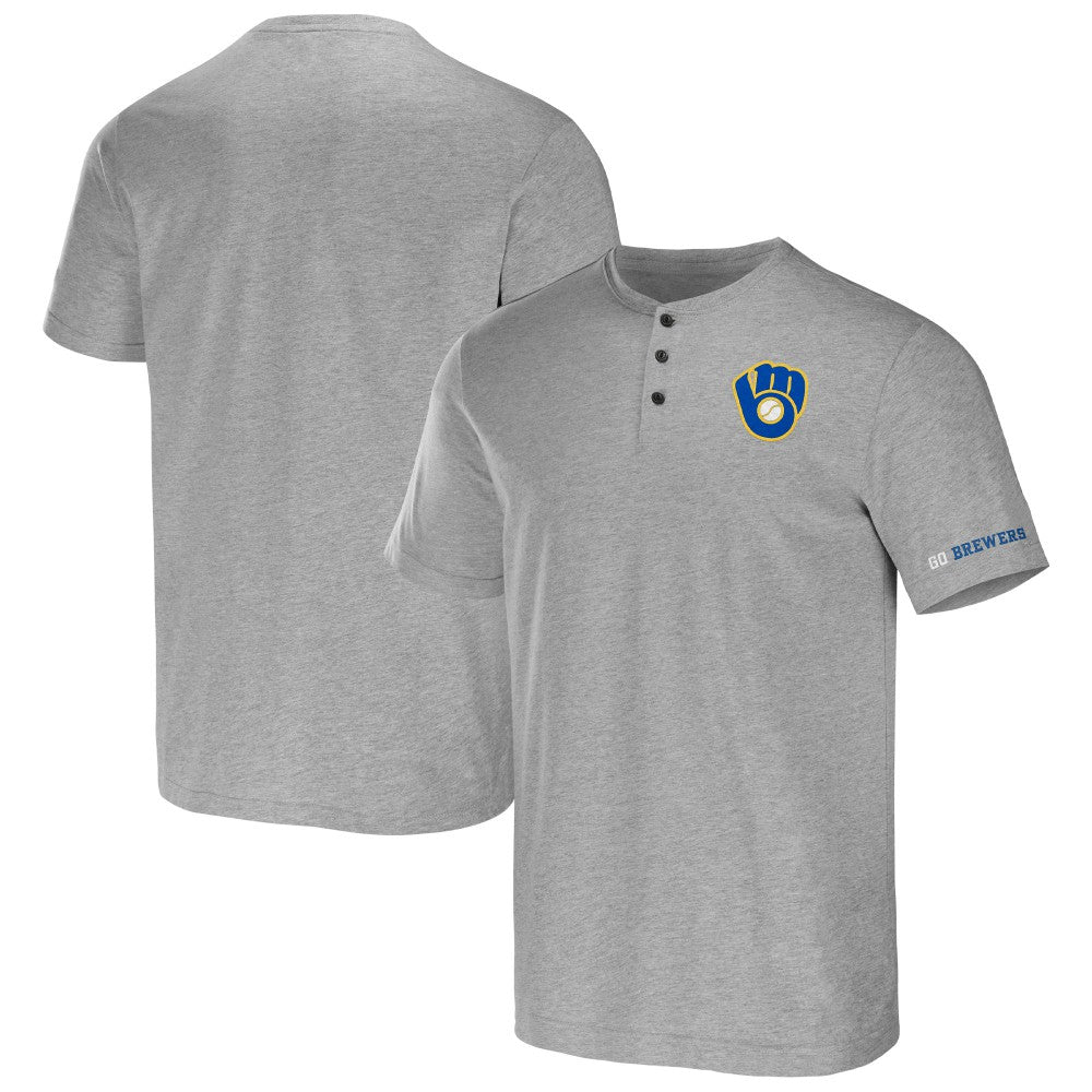Heather Gray Milwaukee Brewers Darius Rucker Collection by Fanatics Henley T-Shirt