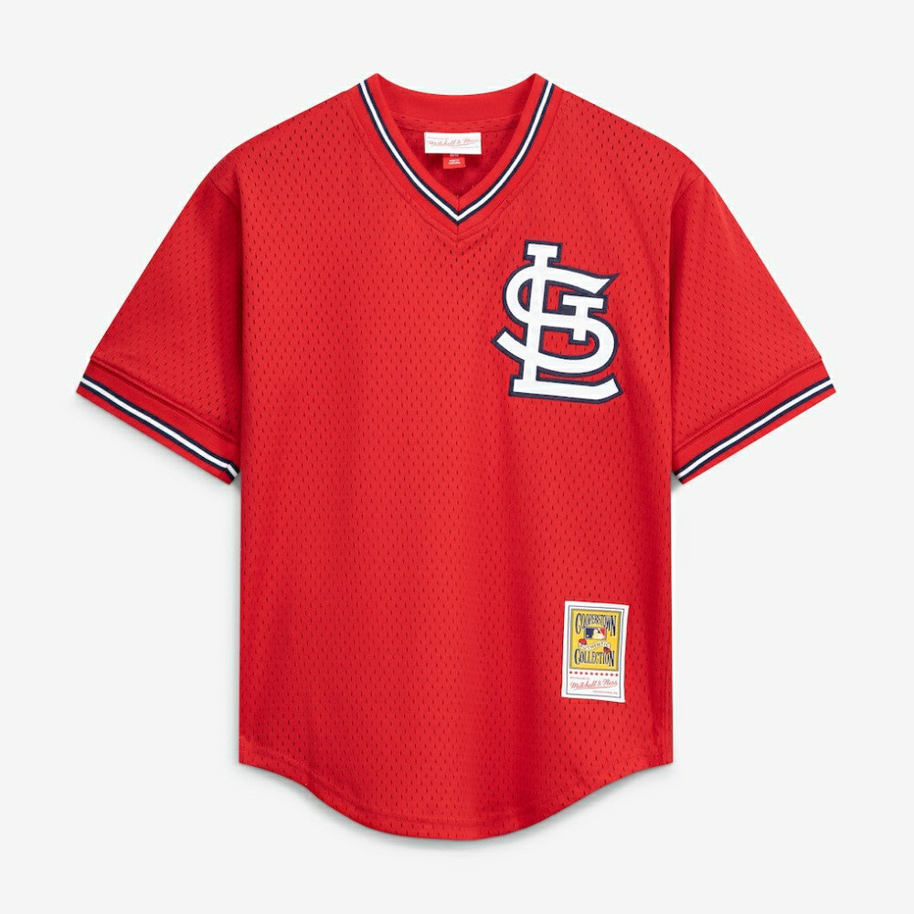 Scarlet Ozzie Smith St. Louis Cardinals Mitchell & Ness Authentic Batting Practice Jersey