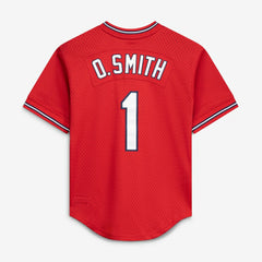 Scarlet Ozzie Smith St. Louis Cardinals Mitchell & Ness Authentic Batting Practice Jersey