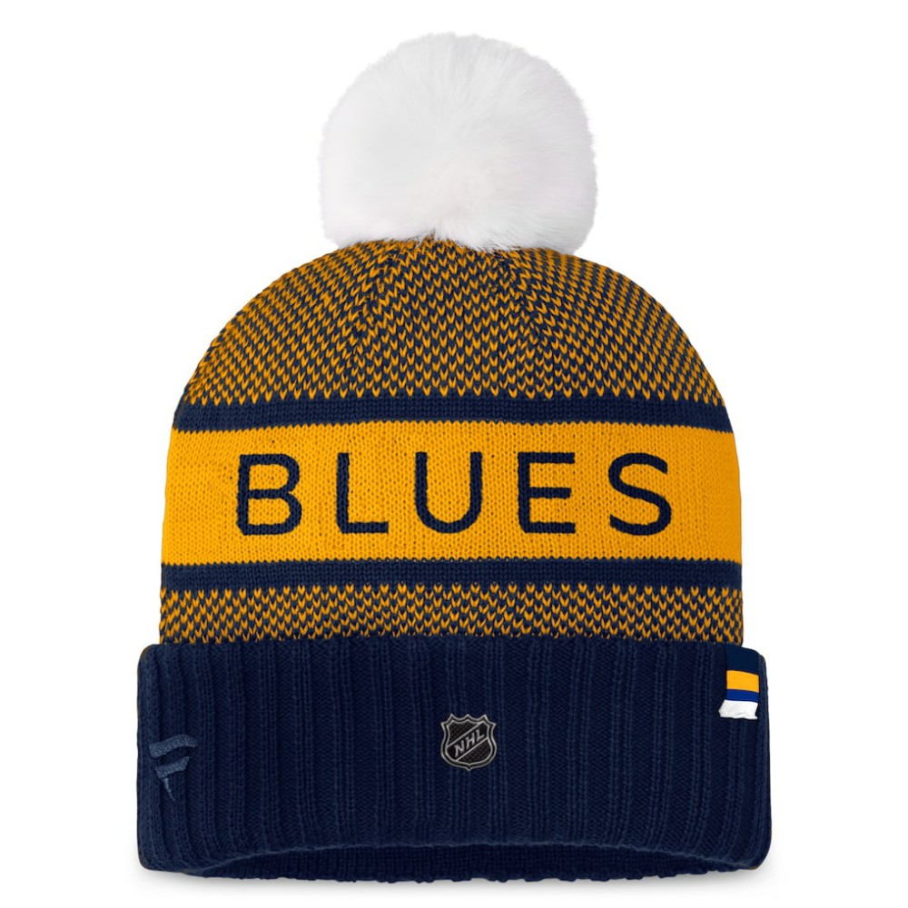NHL St. Louis Blues Fanatics Women's Authentic Pro Rink Cuffed Knit Hat with Pom