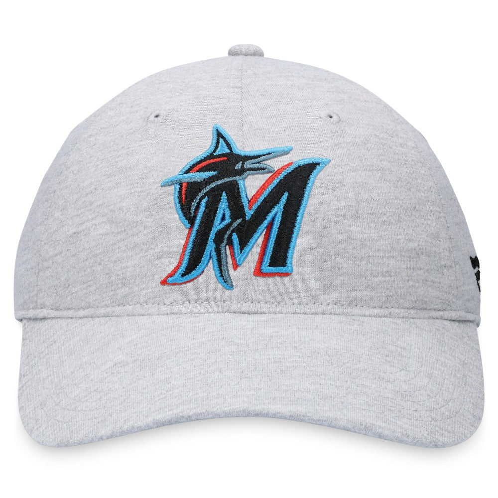 Heather Gray Miami Marlins Fanatics Logo Adjustable Hat