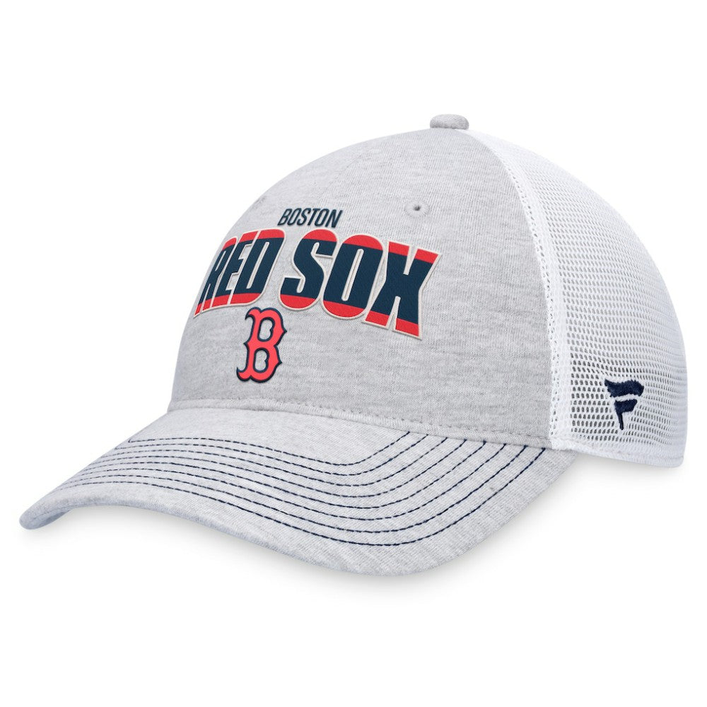 Heather Gray/White Boston Red Sox Fanatics Logo Trucker Adjustable Hat