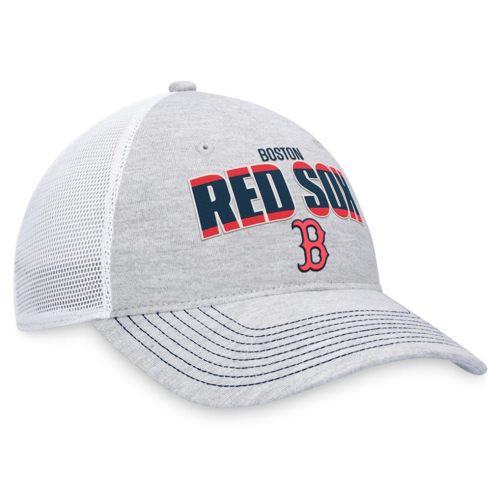 Heather Gray/White Boston Red Sox Fanatics Logo Trucker Adjustable Hat