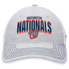 Heather Gray/White Washington Nationals Fanatics Logo Trucker Adjustable Hat