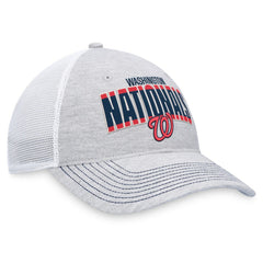 Heather Gray/White Washington Nationals Fanatics Logo Trucker Adjustable Hat