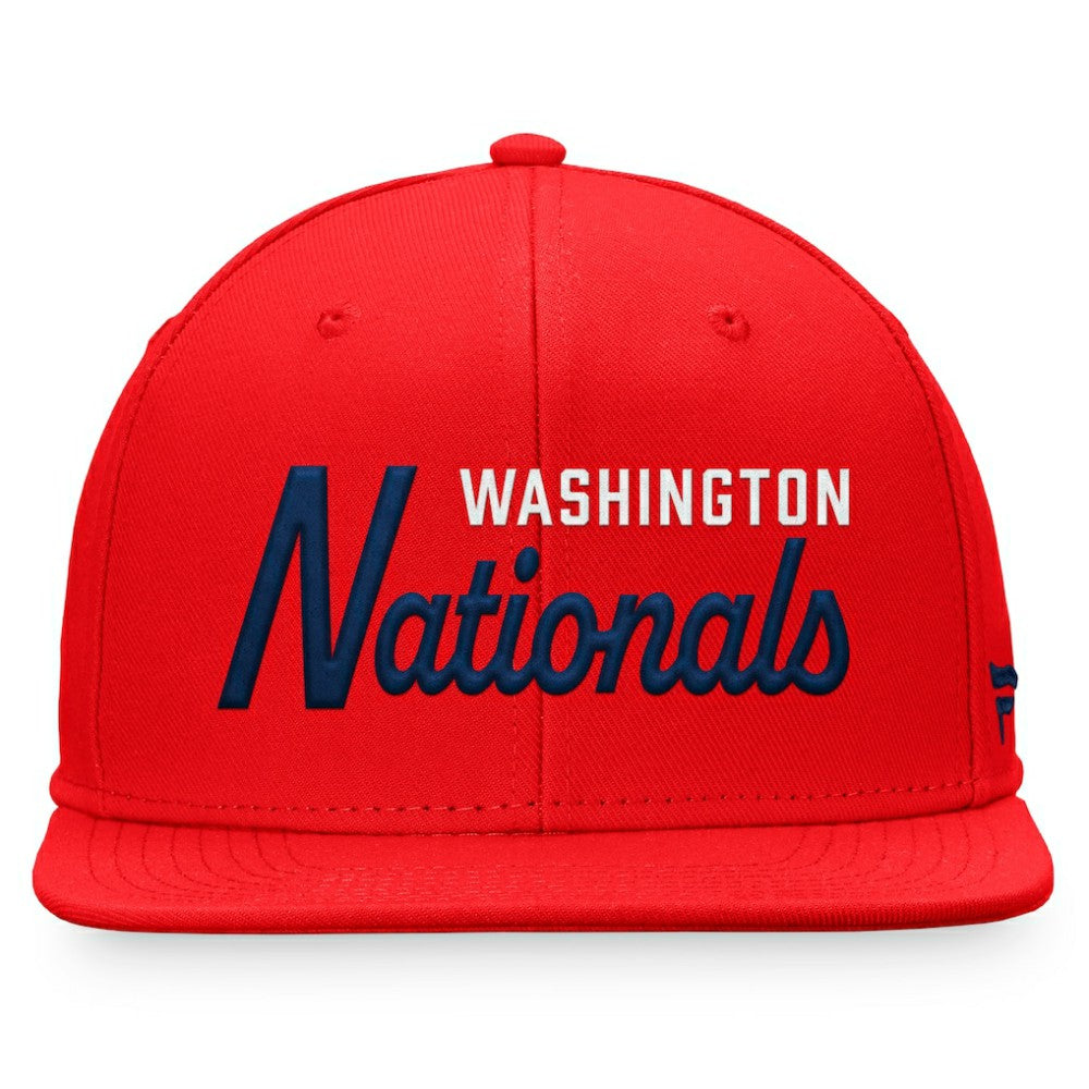 Red Washington Nationals Fanatics Script Snapback Hat