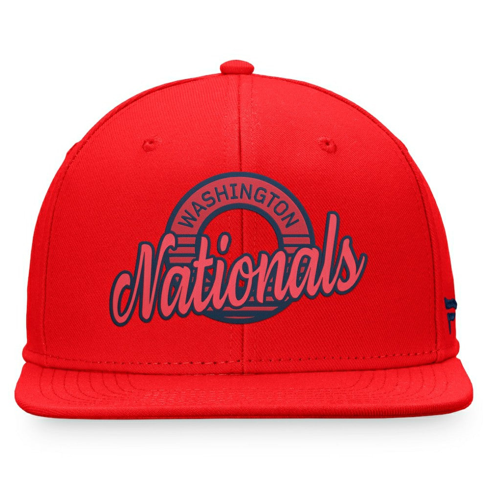 Red Washington Nationals Fanatics Circle Script Snapback Hat
