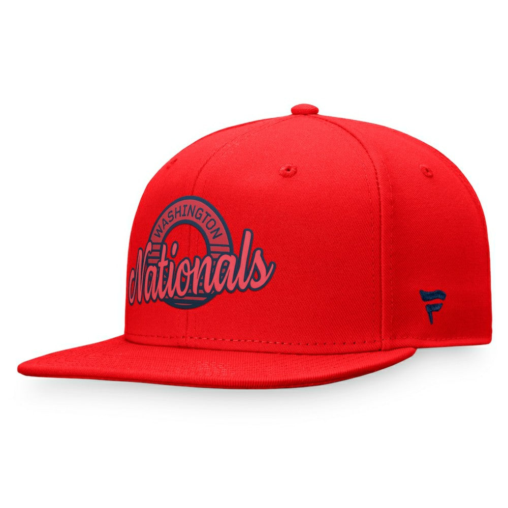 Red Washington Nationals Fanatics Circle Script Snapback Hat