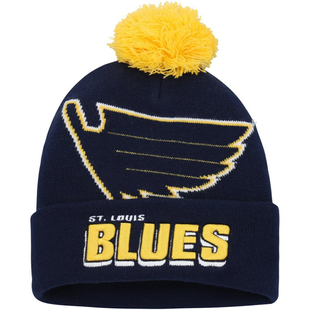 NHL St. Louis Blues Mitchell & Ness Punch Out Cuffed Knit Hat with Pom