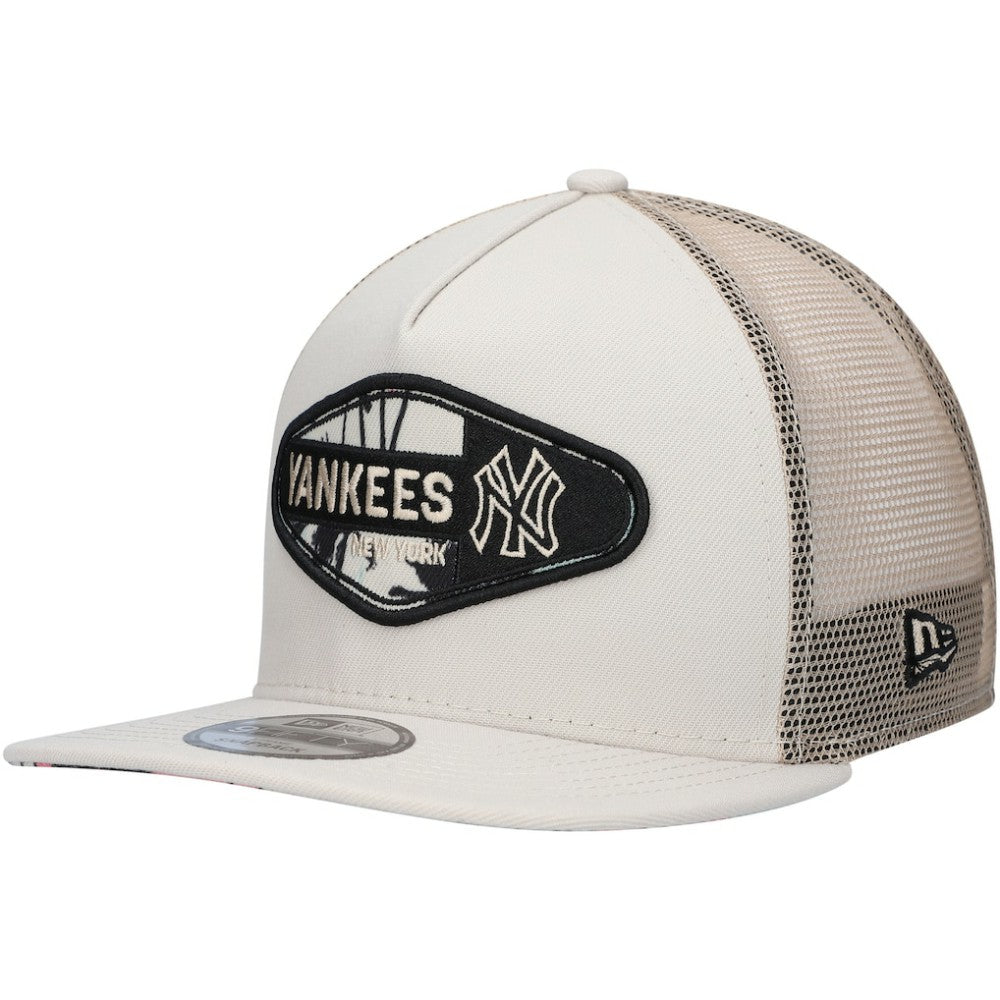Natural New York Yankees New Era Retro Beachin' Patch A-Frame Trucker 9FIFTY Snapback Hat