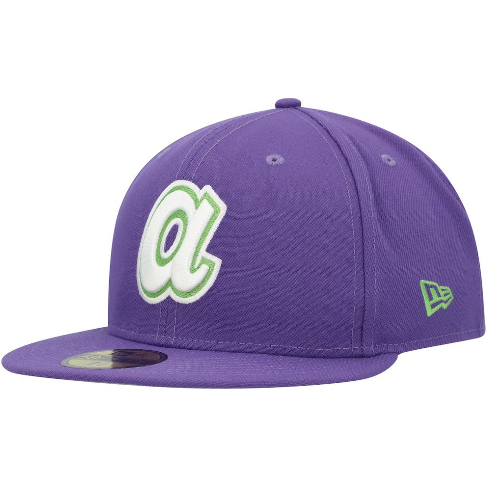 Purple Atlanta Braves New Era Lime Side Patch 59FIFTY Fitted Hat