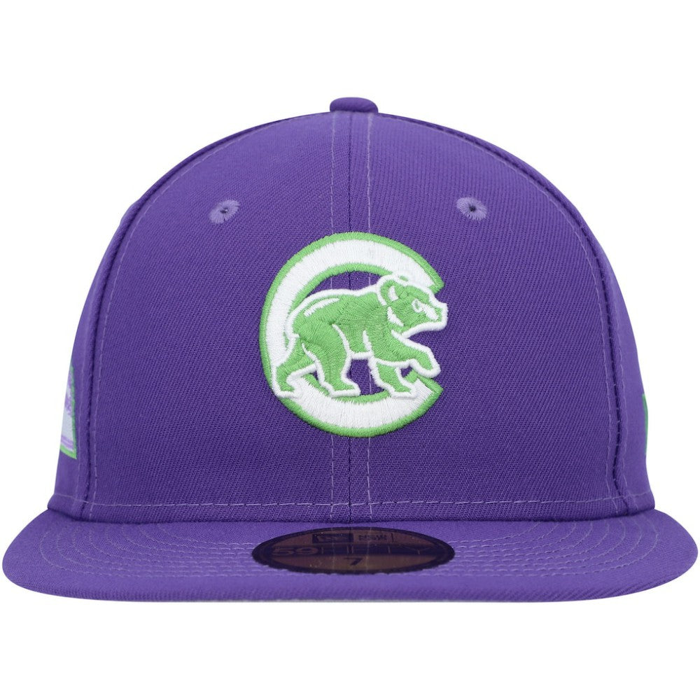 Purple Chicago Cubs New Era Lime Side Patch 59FIFTY Fitted Hat