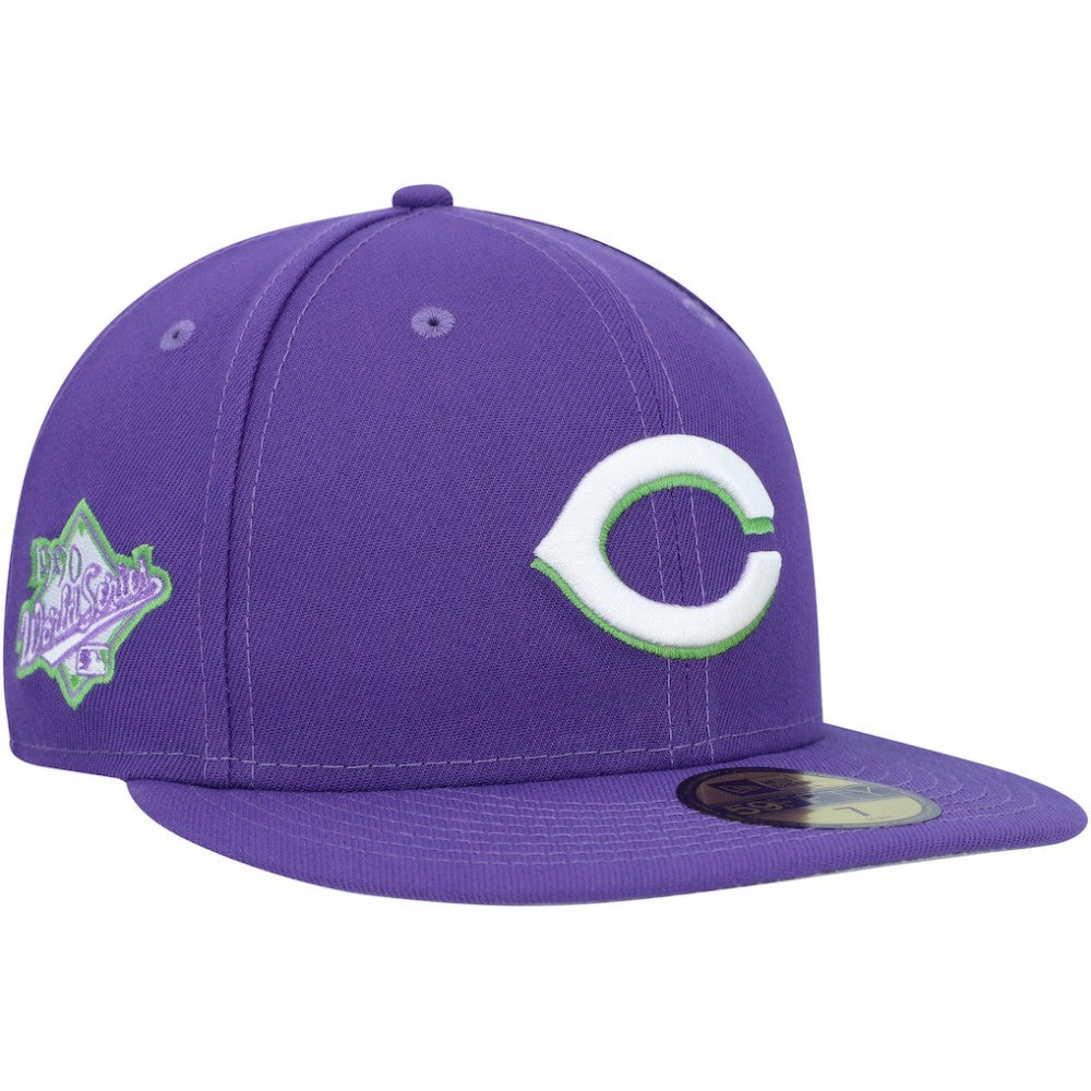 Purple Cincinnati Reds New Era Lime Side Patch 59FIFTY Fitted Hat