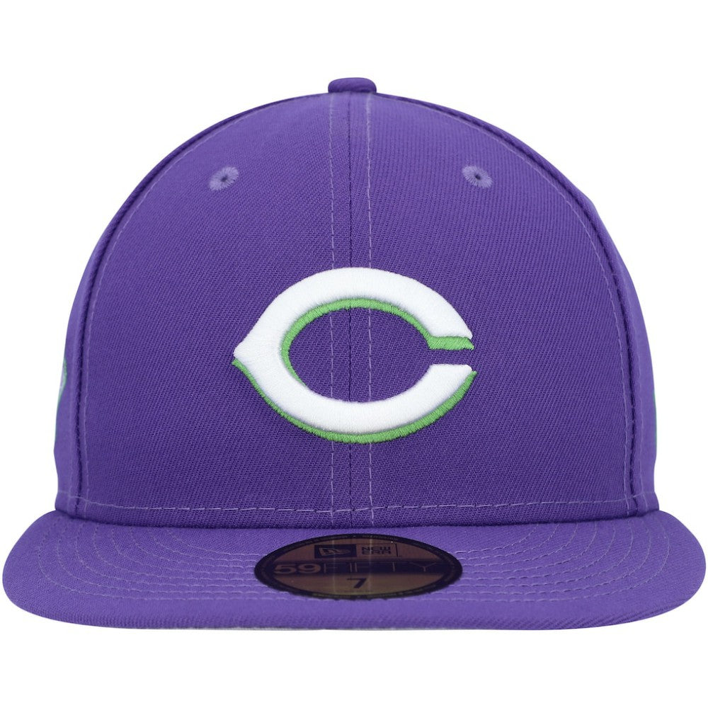Purple Cincinnati Reds New Era Lime Side Patch 59FIFTY Fitted Hat