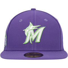 Purple Miami Marlins New Era Lime Side Patch 59FIFTY Fitted Hat