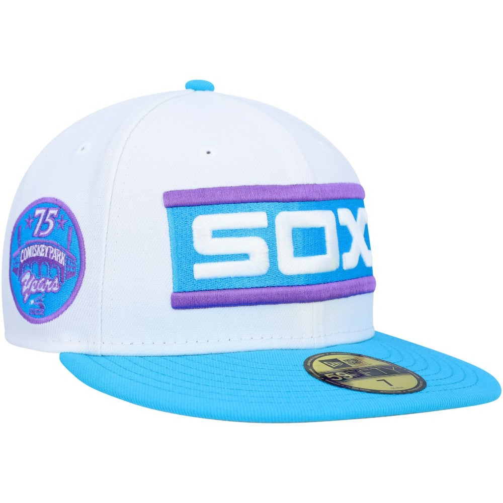 White Chicago White Sox New Era Comiskey Park 75th Anniversary Vice 59FIFTY Fitted Hat
