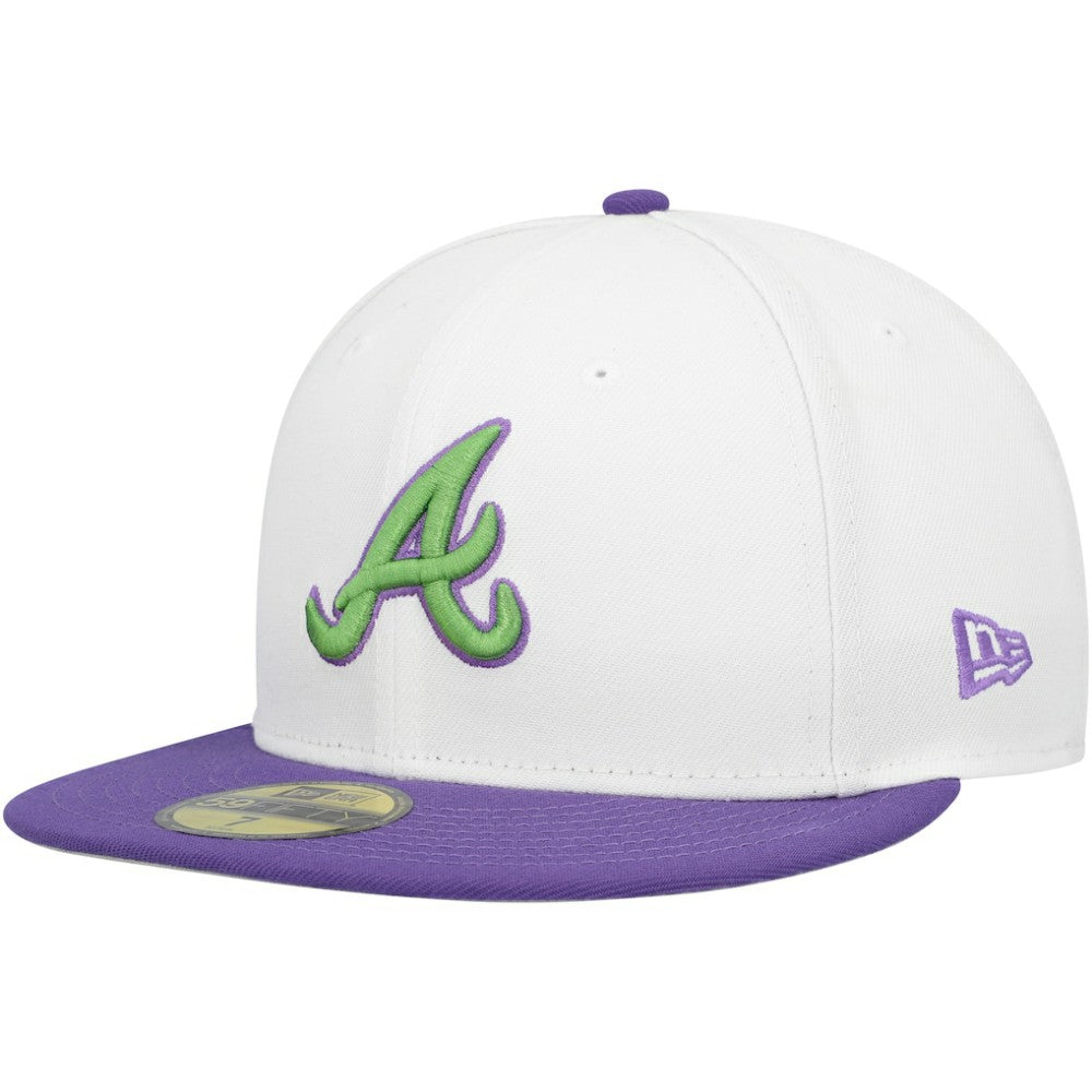 White Atlanta Braves New Era  Side Patch 59FIFTY Fitted Hat
