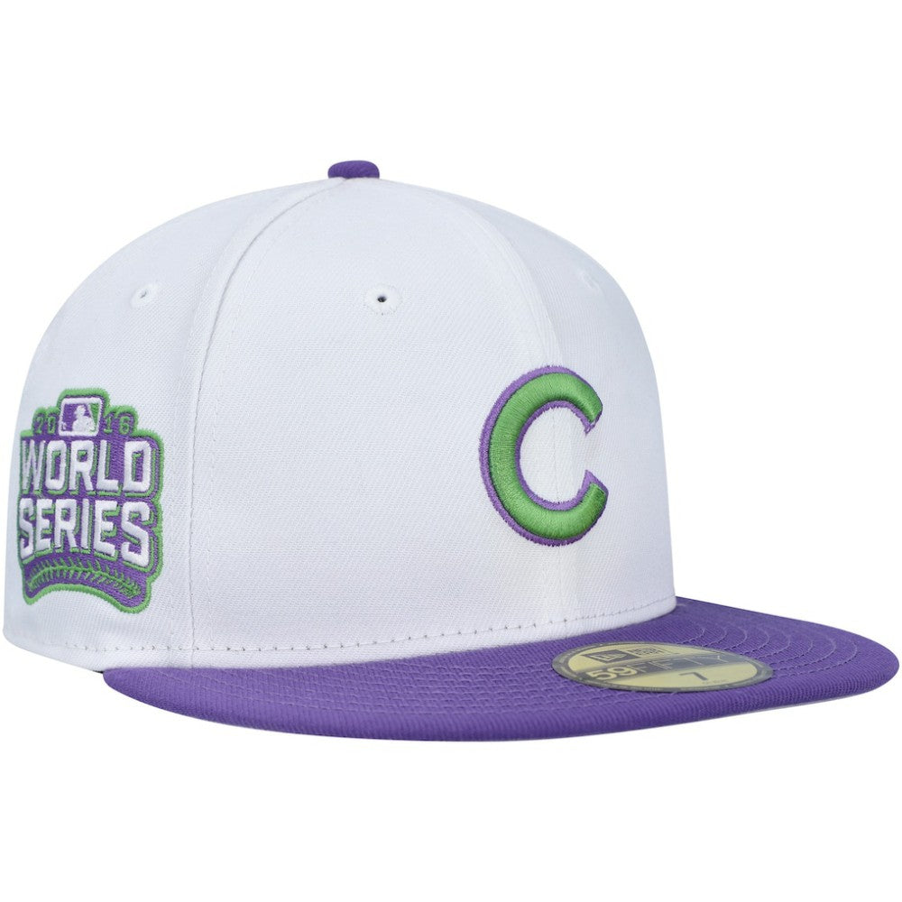 White Chicago Cubs New Era  Side Patch 59FIFTY Fitted Hat