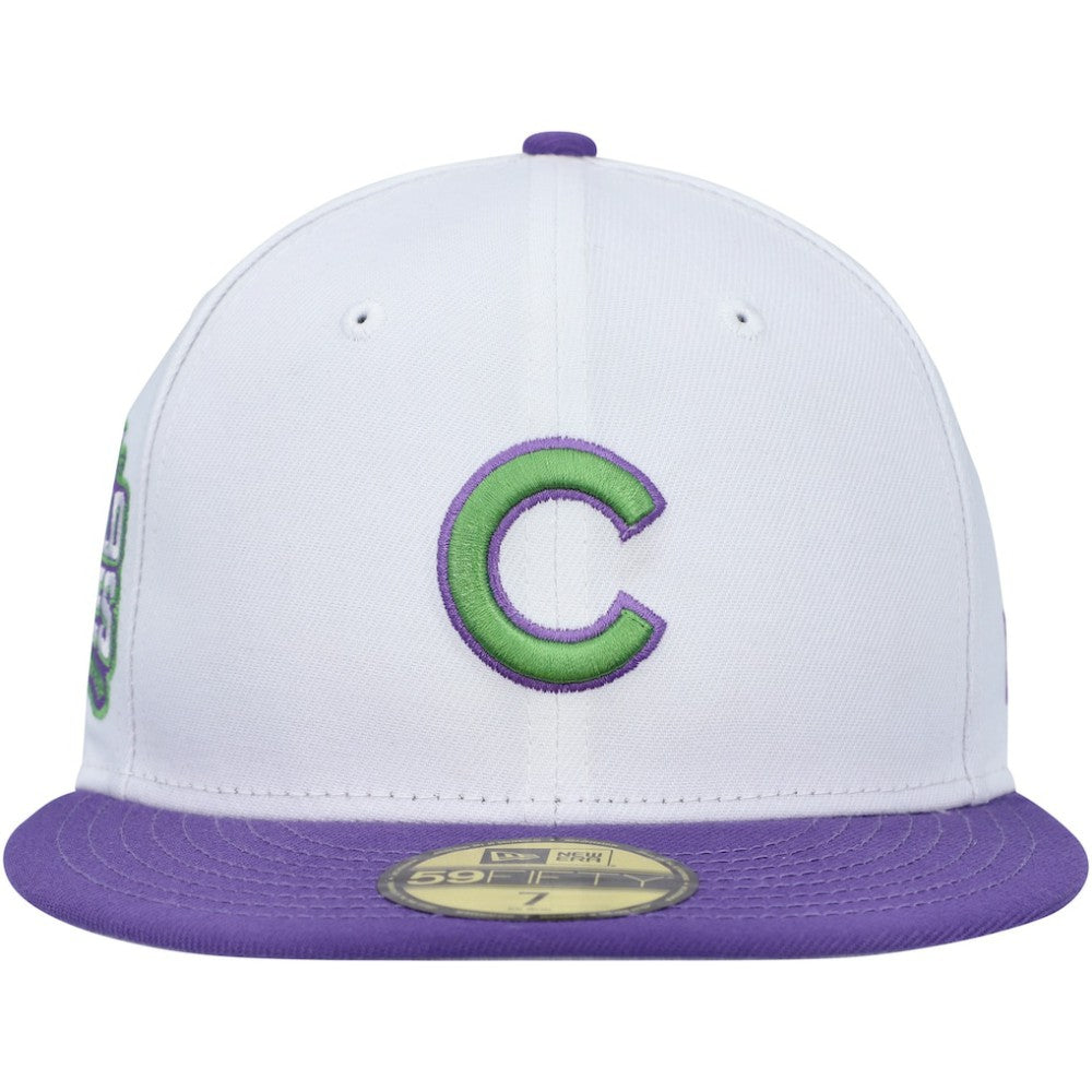 White Chicago Cubs New Era  Side Patch 59FIFTY Fitted Hat