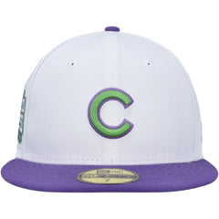 White Chicago Cubs New Era  Side Patch 59FIFTY Fitted Hat