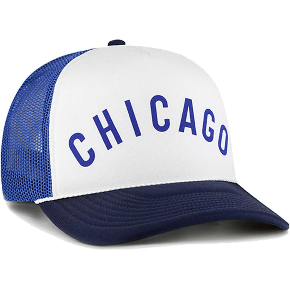 White Chicago Cubs '47 Foam Front Script Trucker Snapback Hat
