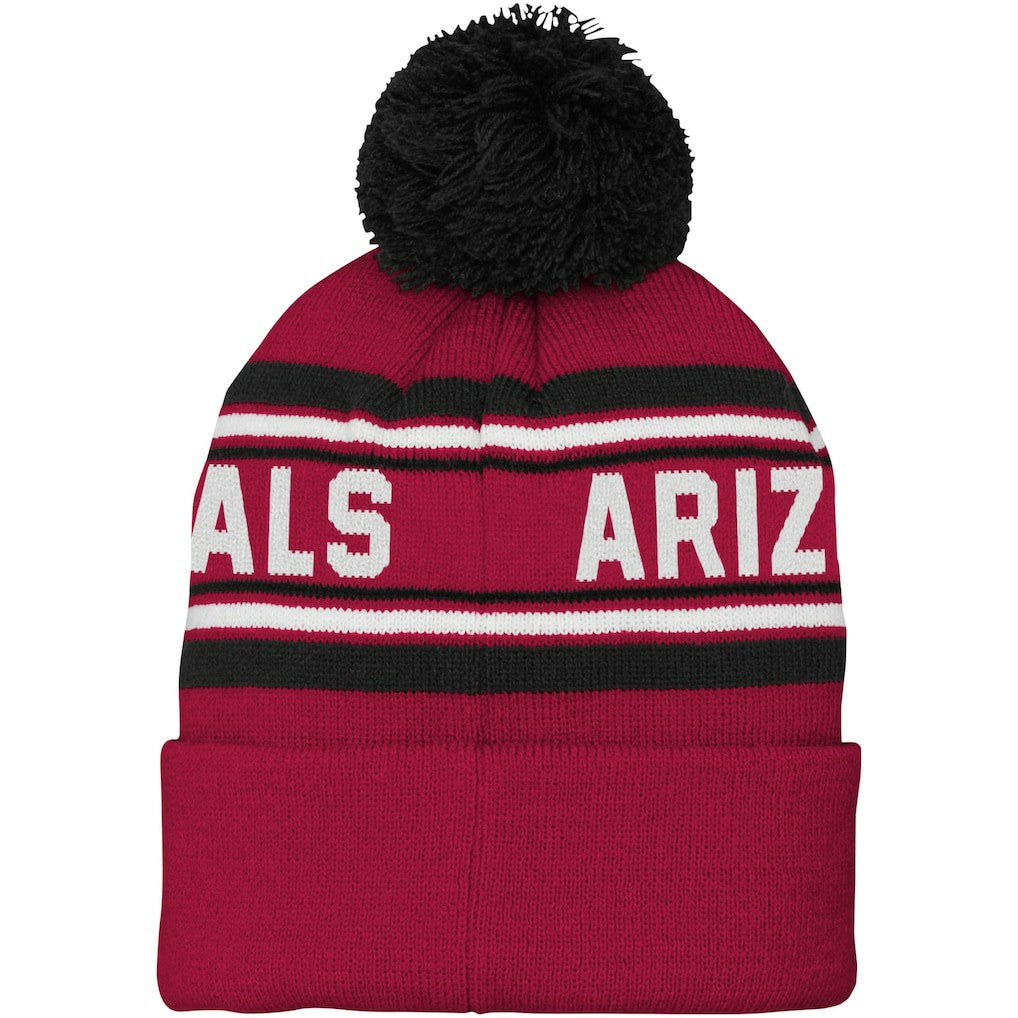 Youth Jacquard Cuffed Knit Hat with Pom - Arizona Cardinals Hats