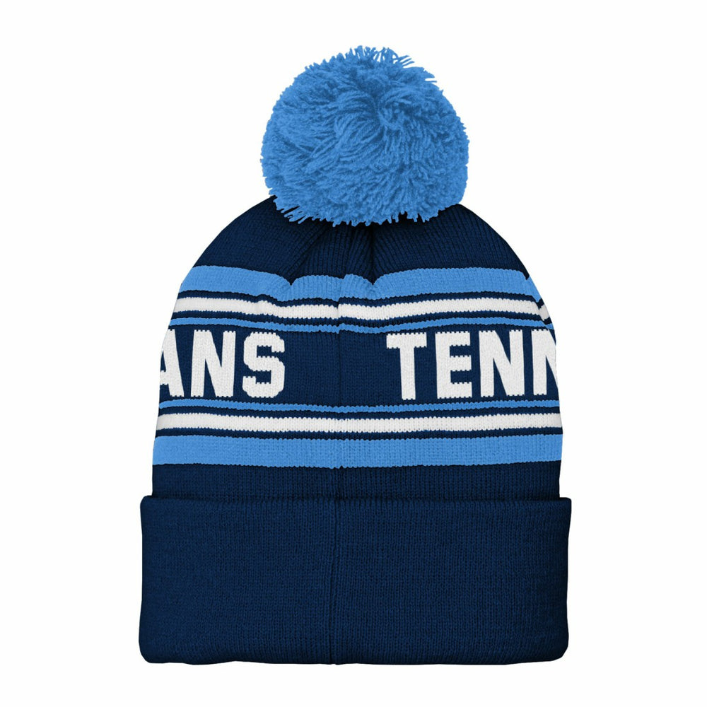 Youth Jacquard Cuffed Knit Hat with Pom - Tennessee Titans Hats