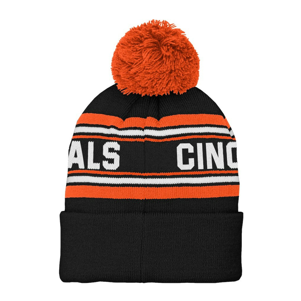 Preschool Jacquard Cuffed Knit Hat with Pom - Cincinnati Bengals Hats