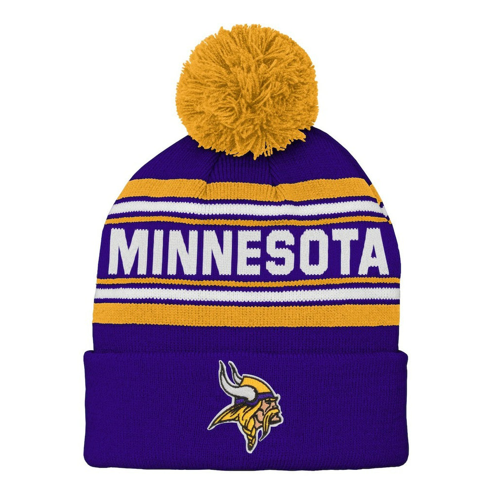 Preschool Jacquard Cuffed Knit Hat with Pom - Minnesota Vikings Hats
