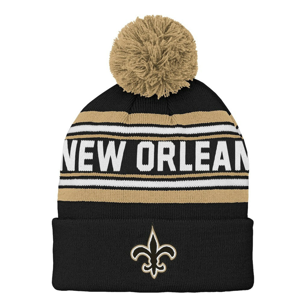 Preschool Jacquard Cuffed Knit Hat with Pom - New Orleans Saints Hats