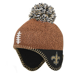 Preschool Football Head Knit Hat with Pom - New Orleans Saints Hats