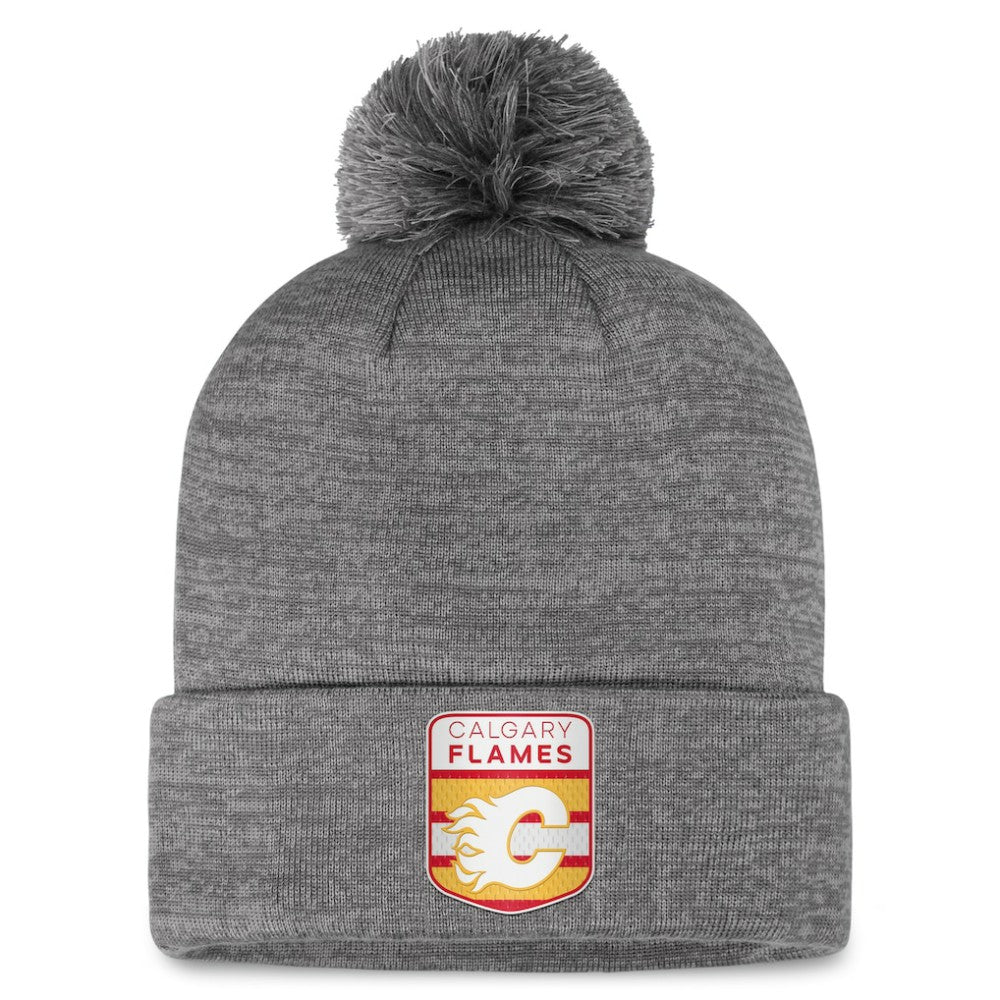 NHL Calgary Flames Fanatics Authentic Pro Home Ice Cuffed Knit Hat with Pom